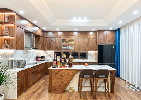 Tủ bếp gỗ óc chó TB - 19